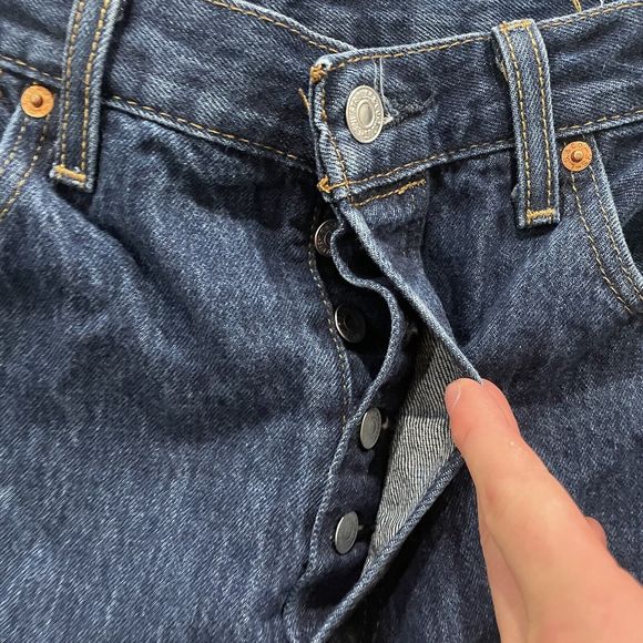 Levis Jeans Mens 34x30 Blue 501xx Dark Wash Button Fly Straight Leg Cotton - Picture 4 of 10